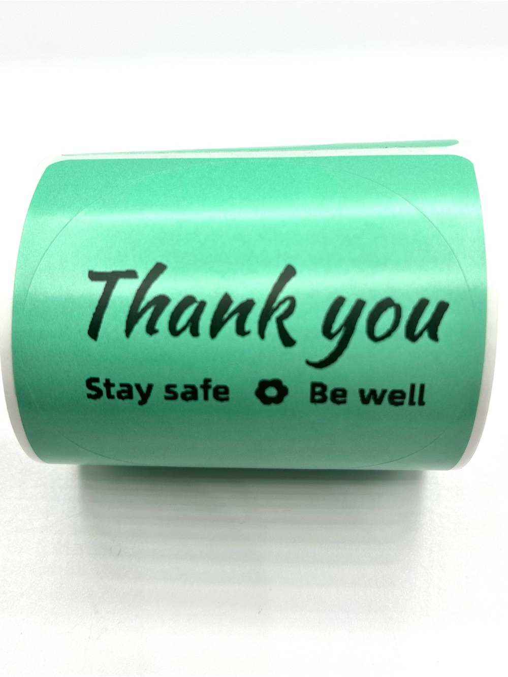 Thank You Stay Safe Be Well Green Shipping Sticker Roll